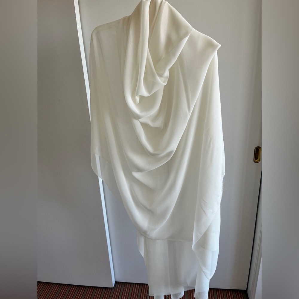100% Silk White Georgette Chiffon wedding 💒 Fabric Solid  45" wide - 1.75 yards